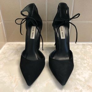 Suede Tie Pumps